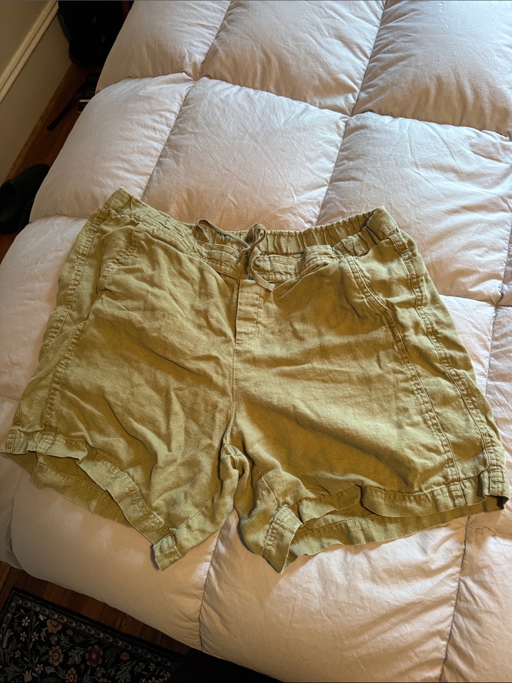 J. Jill Olive/Khaki Linen-Blend Drawstring Shorts